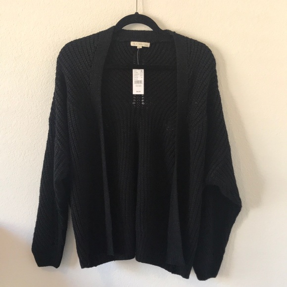 black loose knit cardigan